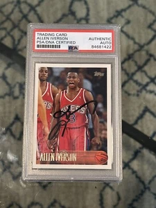 Allen Iverson Signed 1996 Topps #171 Philadelphia 76ers Rookie Card PSA/DNA - Picture 1 of 3