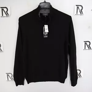 NWT Mens Express Pullover Knit Sweater Size Medium Golf Black Button Long Sleeve - Picture 1 of 10