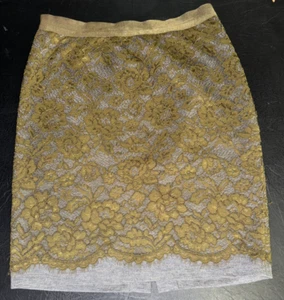 Ann Taylor LOFT Skirt Womens Lace Pencil Classic Stretch  Green & Gray Size 10 - Picture 1 of 5