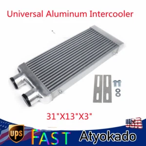 Universal Aluminum Intercooler 3 inch Inlet & Outlet Same One Side 31" X13" X3" - Photo 1 sur 16