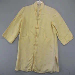 Vtg Rob Mens Medium M Yellow Tunic Button Silk Ish Maderin Collar Destroyed - Picture 1 of 21