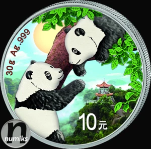 PANDA in Farbe 2023 - China 30 g Silber 999 - 2te Motiv in Kapsel nur 5.000 Ex. - Bild 1 von 4