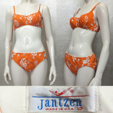 Vintage 1960s Ladies JANTZEN Bright Orange & White Bikini Top & Bottom Swimsuit