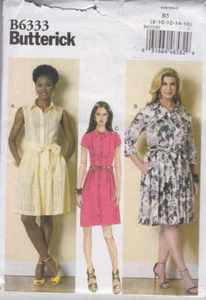 Sewing Pattern Butterick 6333 B6333 Dress w Collar, Sleeve, Skirt Variations - Picture 1 of 2