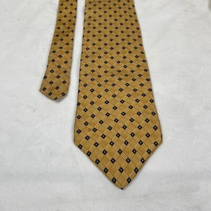 Nautica Neck Tie Mens 4”x59” Yellow Navy Plaid Square All Silk Pointed - Picture 1 of 5