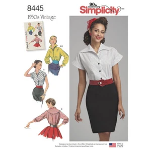 Simplicity Vintage 1950's Retro Tops Blouse Pattern 8445 Miss & Plus 6-14/16-24 - Picture 1 of 8