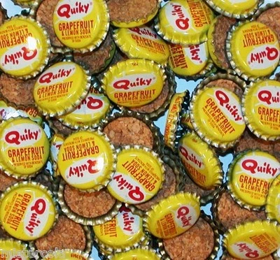 Lote de 25 tapas de botellas de soda pop POMELO QUIKY forradas con corcho sin usar nuevo stock antiguo Foto 1 de 2