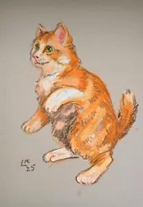 Original Ginger Cat Portrait 12x8 OOAK Signed Pastel Animal Wall Art Decor - Picture 1 of 6