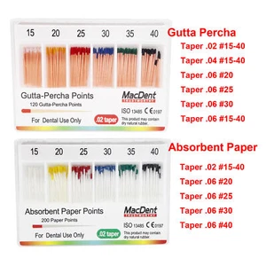 GUTTA PERCHA POINTS Taper 0.4 or 0.6, or Standart Taper, All Sizes Dental - Picture 1 of 21