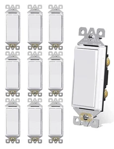 10Packs AIDA 15 Amp Single-Pole Decorator Indoor Self-grounding Wall Switch Quie - Picture 1 of 8