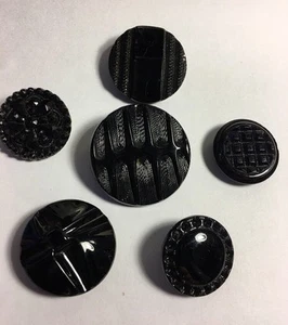 Vintage schwarze Glasknöpfe Nähen Quilten Knopf Posten 30-50 - Bild 1 von 5