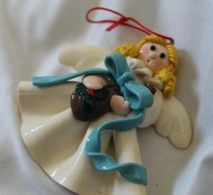 Abito Bianco Plastica Ornamento Natale Resina Biondo Angelo Ragazza - Foto 1 di 3