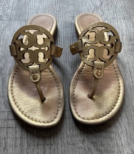 Sandali Tory Burch Miller in pelle dorata taglia 5 1/2 M - Foto 1 di 10