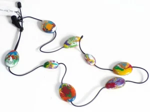 Sobral Pollock Hipotese Multicolor Marbled Reversible Beads Artist Made Necklace - Picture 1 of 5