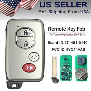 FOR 07-14 TOYOTA HIGHLANDER SMART KEY PROXIMITY REMOTE FOB HYQ14AAB 271451-0140 - Picture 1 of 6