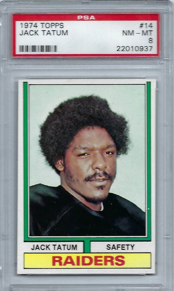 1974 TOPPS # 14 JACK TATUM (HALL OF FAME) OAKLAND RAIDERS (RARE) PSA 8 NM-MT - Image 1 of 1