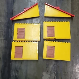 Lego Duplo - Lot Of 4 YELLOW WALL PANEL SLIDING DOOR Vintage 9977 And 2 Roof Pcs - Picture 1 of 7