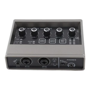 48V Live Sound Card With DSP Reverb Sound Card Mixer For Computer Smartphone NEW - Afbeelding 1 van 12