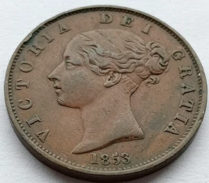 1853 Victoria halfpenny coin - nice condition - Picture 1 of 2