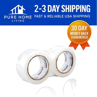多功能透明包装胶带填充 - 1.88 英寸 x 60 码,2 卷,安全包装 — 第 1/4 张图片