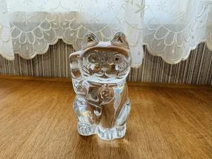 BACCARAT Kristallglas Maneki Neko Glückskatze Figur klar - Bild 1 von 9