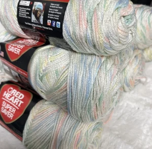 Red Heart Super Saver Yarn BABY PRINT 0345 Acrylic 5 oz Skeins LOT OF 8 NEW - Picture 1 of 8
