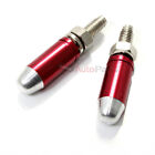 (2) Red Bullet License Plate Frame Bolts-Screw Caps for Motorcycle-Chopper-Bike