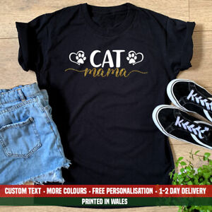 Ladies Cat Mama T Shirt Cute Kitten Mum Mummy Mothers Day Pet Wife Gift Top