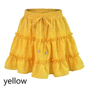 Lady Floral Skirt Mini Short Ruffle Frill Summer Casual Elastic Waist Beach Cute - Picture 1 of 19