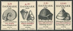 Denmark 1106-1109, MNH. Michel . Fossil, name of Danish geologist, 1998. - Picture 1 of 1
