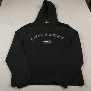VINTAGE RLX Ralph Lauren Hoodie Mens XL Black Aspen Mountain Skiing Sweatshirt - Picture 1 of 8