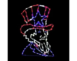 Patriotic 4th of July Outdoor LED Decorations Lighted Uncle Sam Wireframe 30" - Picture 1 of 1