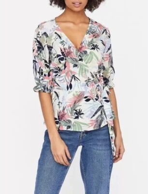 Top envolvente Vero Moda para mujer rosa estampado floral cuello en V talla XL Foto 1 de 4