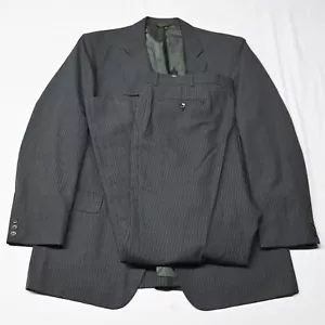 Vtg 90s Palm Beach 48L 42x30 Gray Stripe Mens Sports Jacket Pants Suit - Picture 1 of 12
