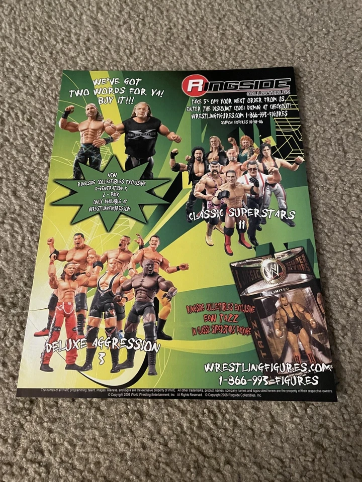 Jakks Degeneration X DX 2006 paquete de 2 anuncios impresos exclusivos en la parte del anillo ECW TAZZ Foto 1 de 1