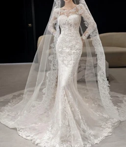 Gorgeous Lace Long Sleeves Mermaid Wedding Dress - Picture 1 of 6