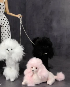 Miniature dog pet for Fashion Royalty Poppy Parker 1:6 fur poodle dog handmade - Picture 1 of 13