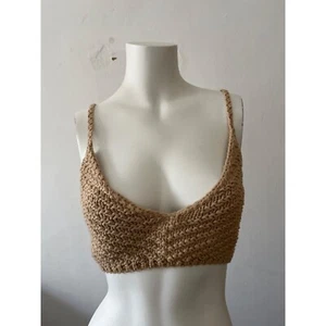 NWT Bardot womens beige boho coachella crochet knit crop top bralette XL - Picture 1 of 13