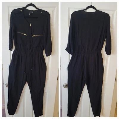 Mono Mango Para Mujer Talla 6 Utilitario Informal Cremallera Mangas Largas Cordón Negro Foto 1 de 4