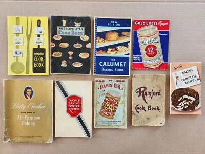 Libro de cocina vintage folletos de recetas Crocker Davis Metropolitan etiqueta dorada Calumet Foto 1 de 4