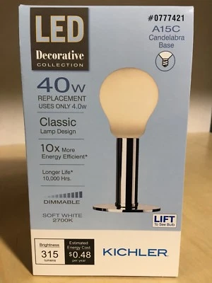 KICHLER LED LIGHT BULB DECORATIVE COLLECTION 40W A15C CANDELABRA BASE SOFT WHITE - Image 1 of 3