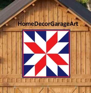 Barn Quilt Metal Sign Patriotic LeMoyne Star II Pattern, Dutch Amish Design - Picture 1 of 8