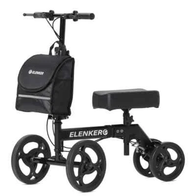 ELENKER Luxury YF-9002D Knee Walker Steerable Scooter Black 10" Front Wheels - Image 1 of 4