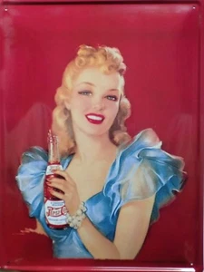 Plaque métal vintage PEPSI COLA PIN UP - 40 X 30 cm - Imagen 1 de 1