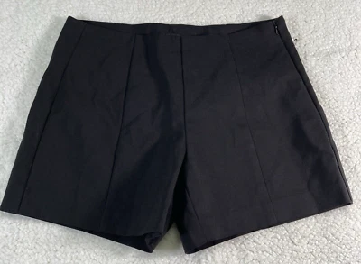 Pantalones cortos para mujer Saks Fifth Avenue negros de mezcla de algodón, cremallera lateral, talla 2 nuevos con etiquetas Foto 1 de 4