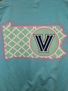 Villanova University Large Womens Blue Double-sided Graphic Logo Tee - Picture 1 of 11