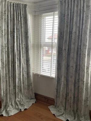 LAURA ASHLEY PARTERRE SAGE Thermal Blackout Curtains 2 pair Available. Linen Mix - Image 1 of 4