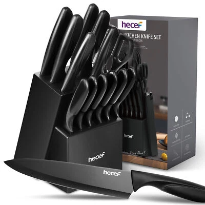 15Pcs Kitchen Knife Set with Block Wooden German Stainless Steel Dishwasher Safe - Image 1 of 4
