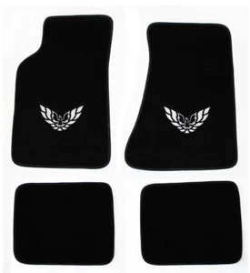 NEW! Carpet Floor Mats 1982-2002 PONTIAC FIREBIRD Embroidered Logo Silver set 4 - Bild 1 von 12