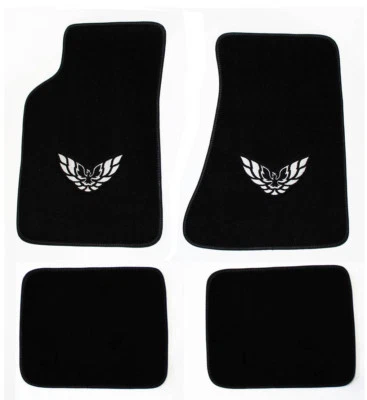 ¡NUEVO! Alfombrillas 1982-2002 PONTIAC FIREBIRD Logo Bordado Plata Set 4 Foto 1 de 4
